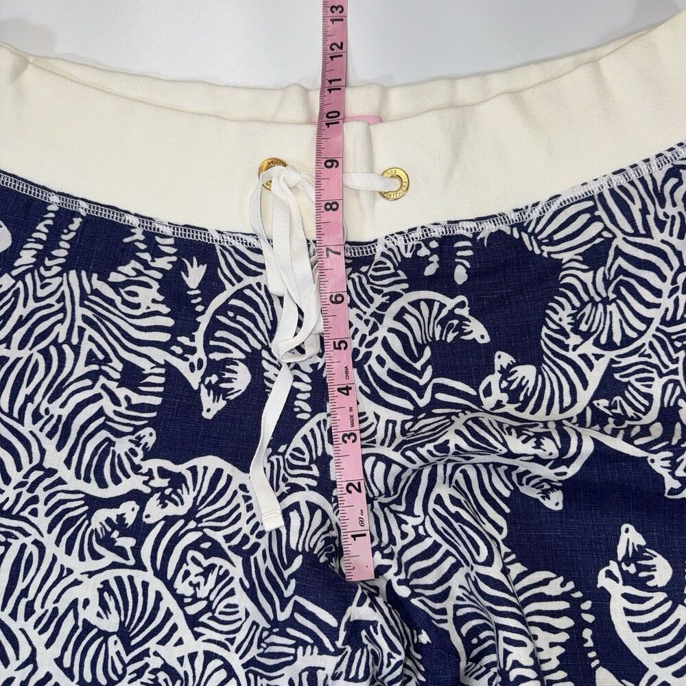 Lilly Pulitzer The Beach Pant Women XL Linen Zebra Print Blue White Wide Leg - Picture 4 of 8